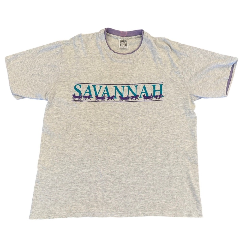 Vintage 1992 Savannah Georgia T Shirt LA Sportswear Gray Purple XL Birdlegs